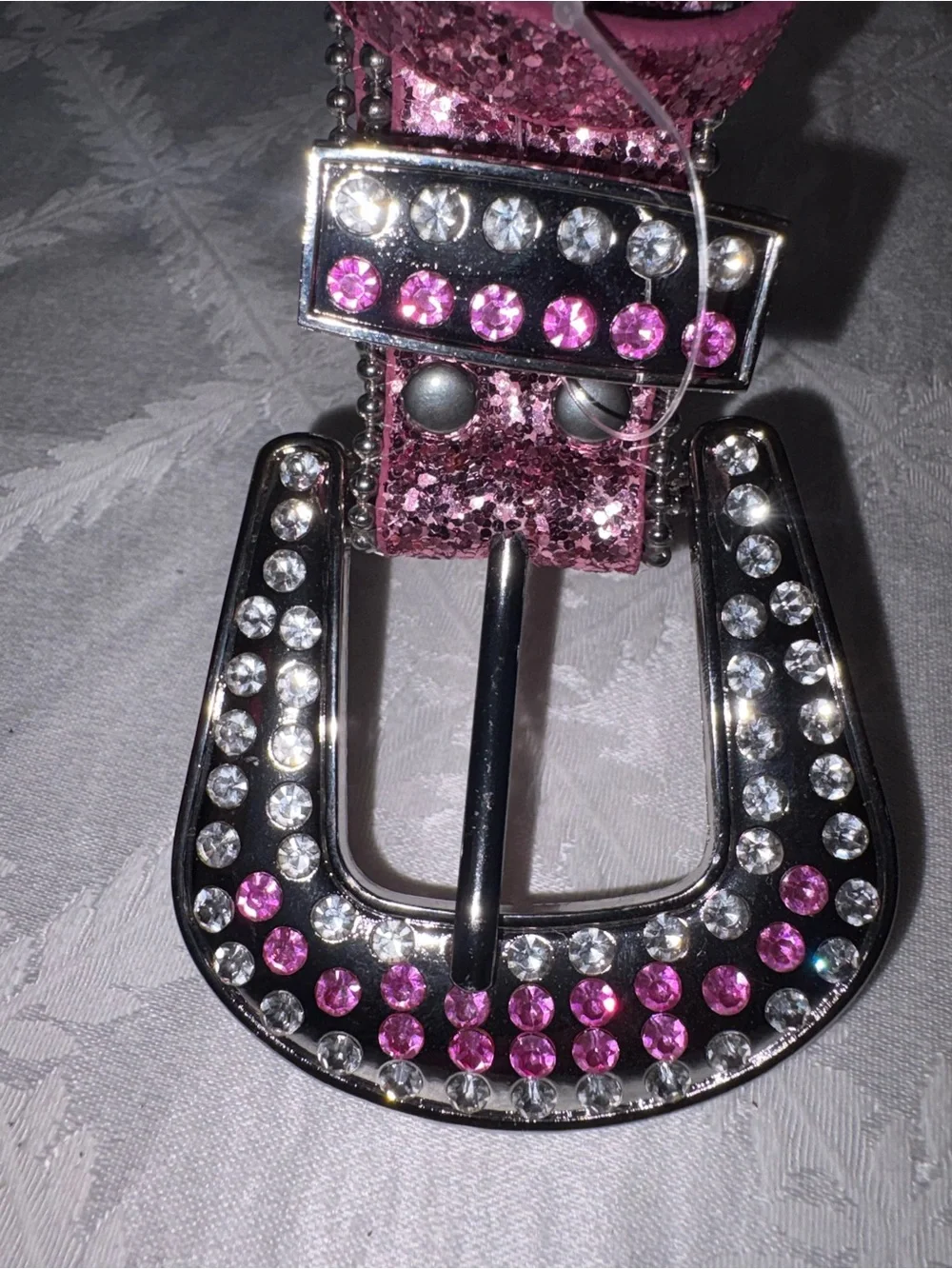Girls Pink Sequin Rhinestone Accent Belt
